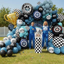 Race Car Balloon Arch Set - 175 Pieces of Assorted Balloons, Tire Flags, and Checkered Patterns