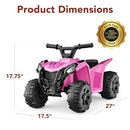 Pink 6V Kids Quad ATV 4-Wheeler Ride-On Car with Treaded Tires and 1.8MPH Speed