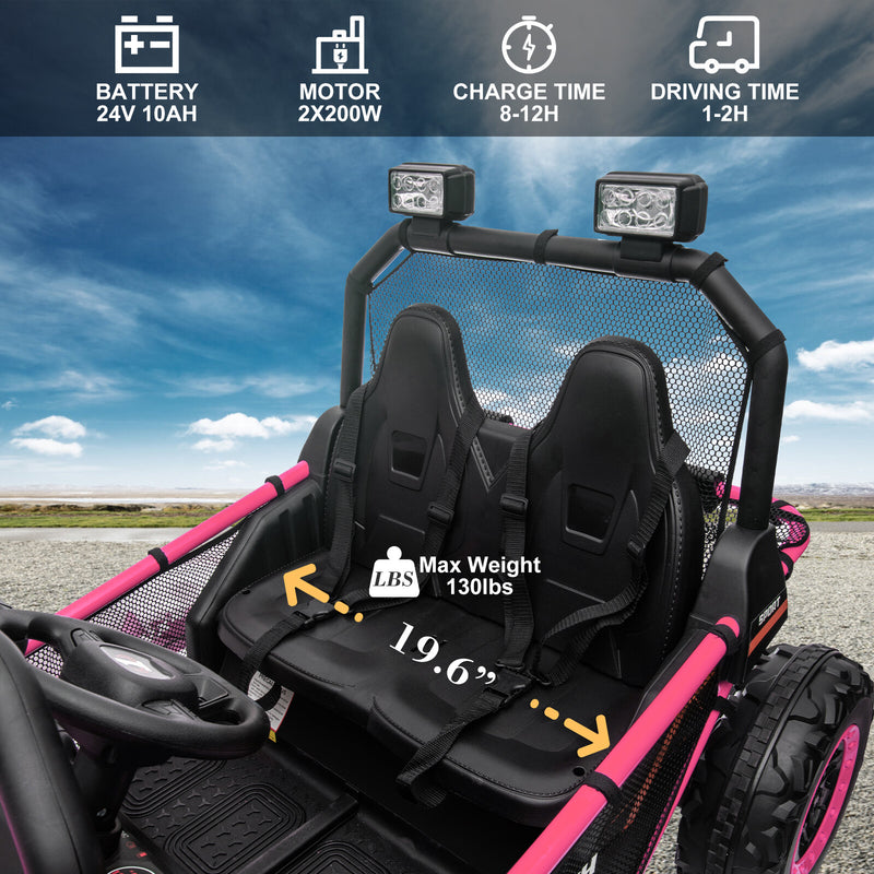 24V Kids 2-Seater Ride-On UTV Car with 400W Motor, Metal Frame, and EVA Wheels
