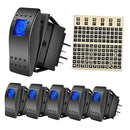 Set of 6 Blue 12V Rocker Switches 4Pin SPST 20A/12V 10A/24V ON/OFF