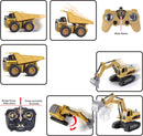 Dual Pack Remote-Controlled Construction Vehicle Toy Set with Friction-Driven Excavator