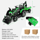 Versatile Green Electric Excavator Ride-On for Kids with 12V Rechargeable Battery and Dual Modes