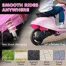 Pink 24V Electric Motorcycle for Kids with 3 Speeds, Rear Suspension, and LED Lights