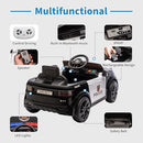 12V 4.5Ah Remote-Controlled Electric Police Car for Kids - Black with LED Lights