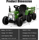 12V Dark Green Ride-On Tractor for Kids with Removable Trailer and Remote Control