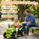 12V Electric Kids Ride-On Tractor with LED Lights, Music, and Safety Belt - Green