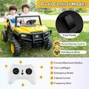 24V Remote-Controlled Dump Truck with Dump Bed, Shovel, Music, and Soft Start