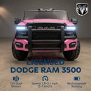 Dodge RAM 3500 Kids Electric Ride-On Truck with Remote Control in Pink