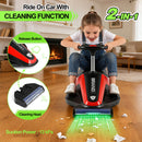 12V Dual-Function Kids Ride-On Car with Go Kart, Dust Vacuum, 2 Speeds, and Music (Red)