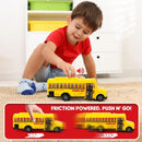 ArtCreativity 11" Yellow School Bus Toy with Friction Power, Lights, and Sounds