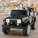 Black 12V Battery Operated Two-Seater Ride-On Car with 3-Point Seat Belts and Doors
