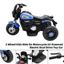 3-Wheel Electric Ride-On Motorcycle for Kids - 6V Dual Drive in Blue