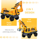 2-in-1 Ride-On Excavator with Helmet and Claw Construction Truck Set