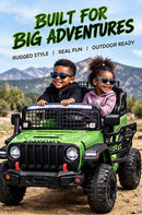 Hikiddo JC222 Green 24V Electric Dump Truck for Kids - 2-Seater with Remote Control