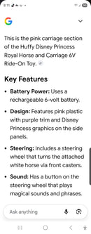 Huffy Disney Princess Magical Horse and Carriage 6V Ride-On Vehicle, Pink