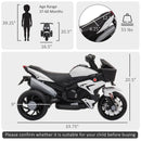 White 3-Wheel Kids Electric Motorcycle with Horn and Traction Tires