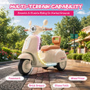 Beige 12V Electric Scooter for Kids 3-6 with Backrest and Bluetooth Music