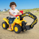 6V Electric Ride-On Excavator Toy Tractor with Basketball Hoop for Kids