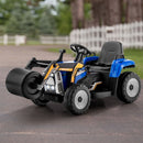 Electric Blue Kids Ride-On Road Roller with Remote Control, LED Lights & Music