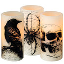 Battery-Operated Halloween Skull Flameless Candles with 6-Hour Timer - Set of 3