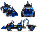 24V Ride-On Electric Excavator for Kids with Parental Control and Music