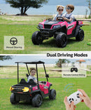 ELEMARA 24V Two-Seater Ride-On Car for Kids with Sun Shade and Dump Bed