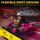 Adjustable Pink Electric Go Kart with 24V Power and 7.5 MPH Speed