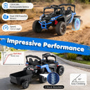 12V Electric Kids UTV with Removable Trailer, Remote Control, 3 Speed Settings, and LED Illumination