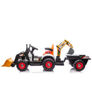 24V Electric Ride-On Tractor Toy for Kids with 4-in-1 Construction Tools