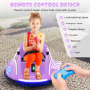 Purple 12V Remote Control Bumper Car for Kids with Flashing LED Lights and Music