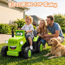 12V Electric Kids Ride-On Tractor with LED Lights, Music, and Safety Belt - Green