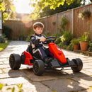 24V Electric Go Kart with Dual 150W Motors, Adjustable Seat, 11.2 MPH Speed, and 5-Point Harness