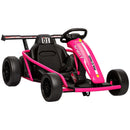 Children's Pink Electric Drift Kart with Dual Motors and Soft Start, 24V 7AH, 8.1 MPH