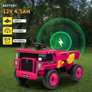 12V Remote Control Electric Dump Truck Toy for Kids in Rose Red