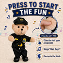Singing and Dancing Police Bear Plush Toy, Plays Bad Boys Tune, 14" Soft Toy