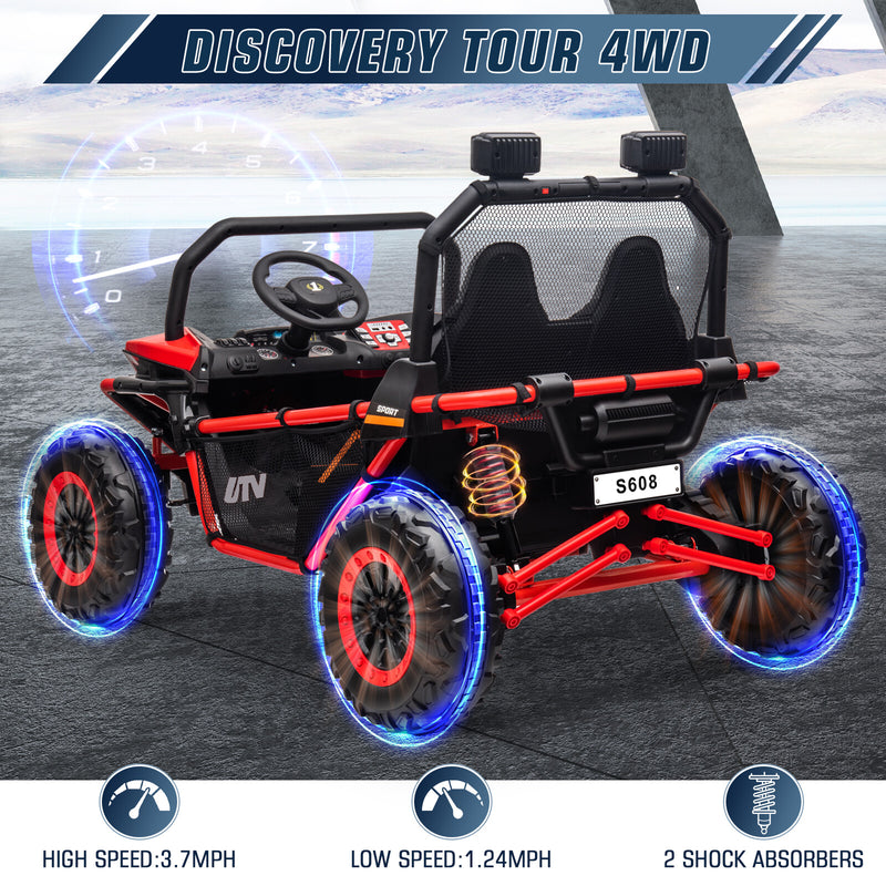 24V Electric Kids Ride-On UTV Truck with 2 Seats, 4WD and Remote Control, 4x80W Motors