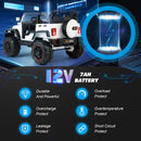 White 12V Kids Ride-On Truck with 3 Speeds, Remote Control, MP3, LED Lights, USB, and Cover