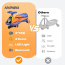 12V Orange Wiggle Car for Kids, 2-Seater with Dual 75W Motors | 2-in-1 Ride-On