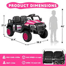 24V Pink Electric Ride-On Car for Kids Age 3-8, 4-Seater Adventure