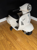 White Vespa Electric Ride-On Scooter Toy with Training Wheels