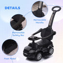 Aosom Multifunctional Black Push and Slide Toy Car with Sound and Light Features
