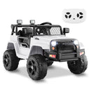 Electric 12V White Ride-On Truck for Kids with Remote Control, Music, and Lights