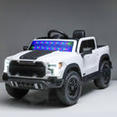 White 12V Remote-Controlled Ride-On Car with 4-Wheel Shock Absorption for Kids Aged 3-6