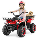 Red 12V Kids ATV Quad with Dual Speeds, Spring Suspension, LED Lights, and Music