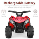 6V Children's Electric ATV Quad Ride-On Toy with Treaded Tires and Push-Button, Red
