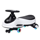 Rechargeable 2-in-1 White Wiggle Car with Pedal for Kids