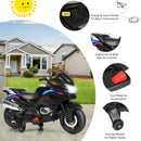 12V Electric Kids Motorcycle with Training Wheels and Light - Black