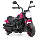 Pink 6V Kids Electric Motorcycle with Training Wheels, LED Lights, and Music