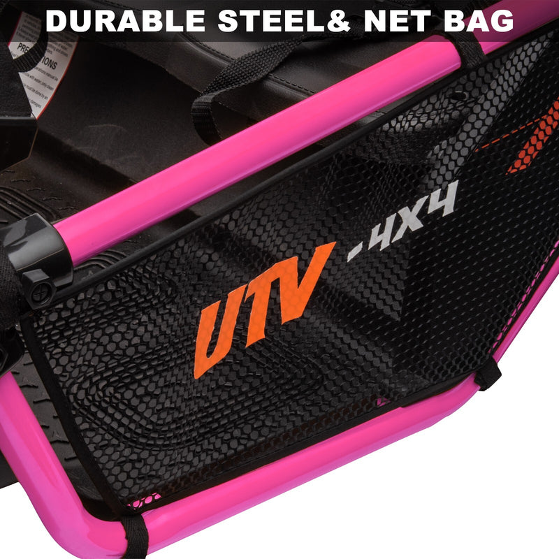 24V Kids 2-Seater Pink Ride-On UTV Toy with 400W Motor, Metal Frame, and EVA Wheels