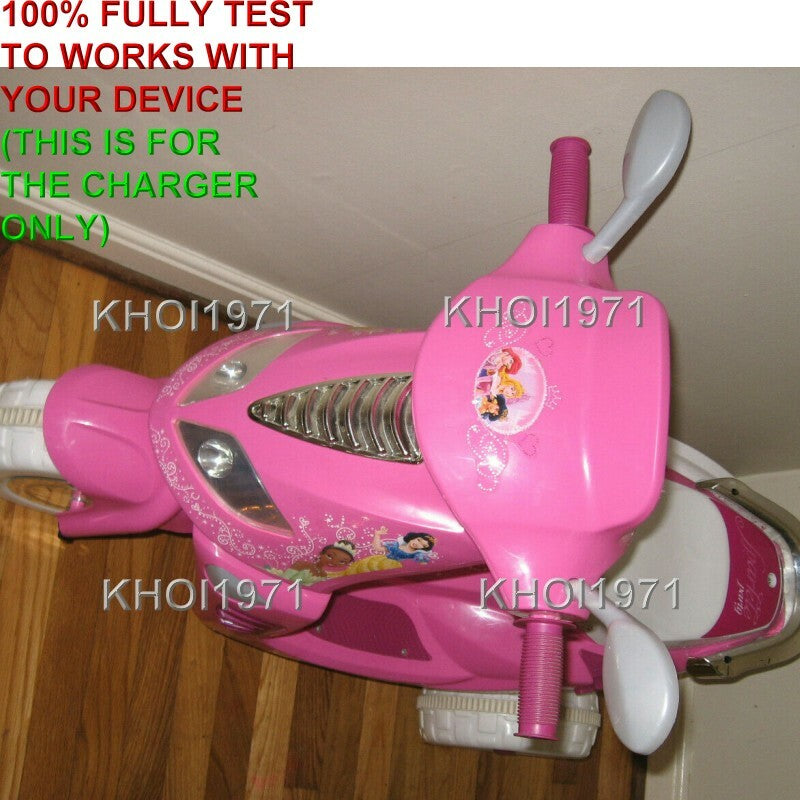 Pink AC Wall Charger Adapter for KT1004 Kid Trax Disney Princess Ride-On Scooter